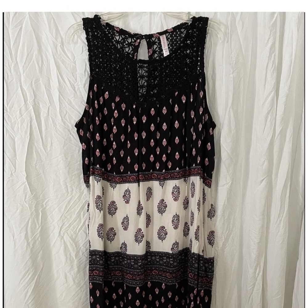 Boho‎ Medallion Mini Dress Medium Black Crochet Cottagecore Whimsigoth Feminine